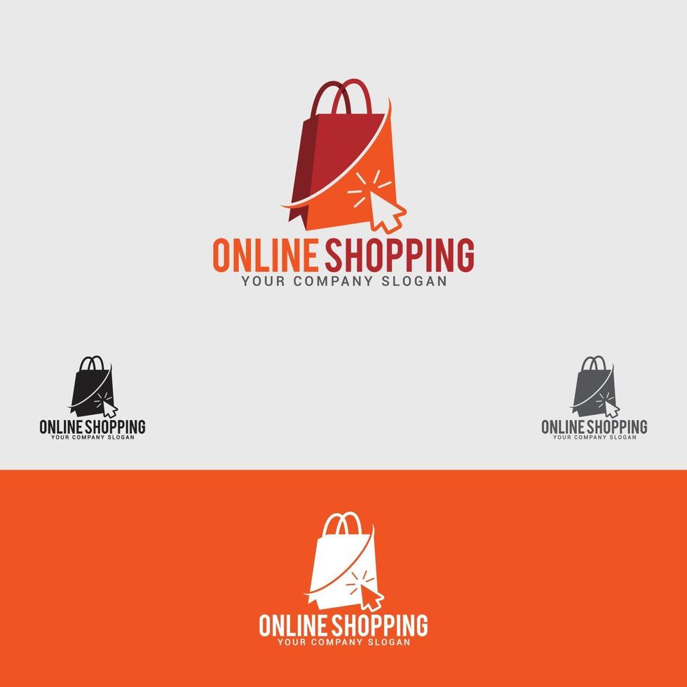 modèle de conception de logo shopping en ligne vecteur