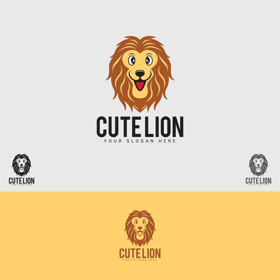 modèle de conception de logo lion mignon vecteur