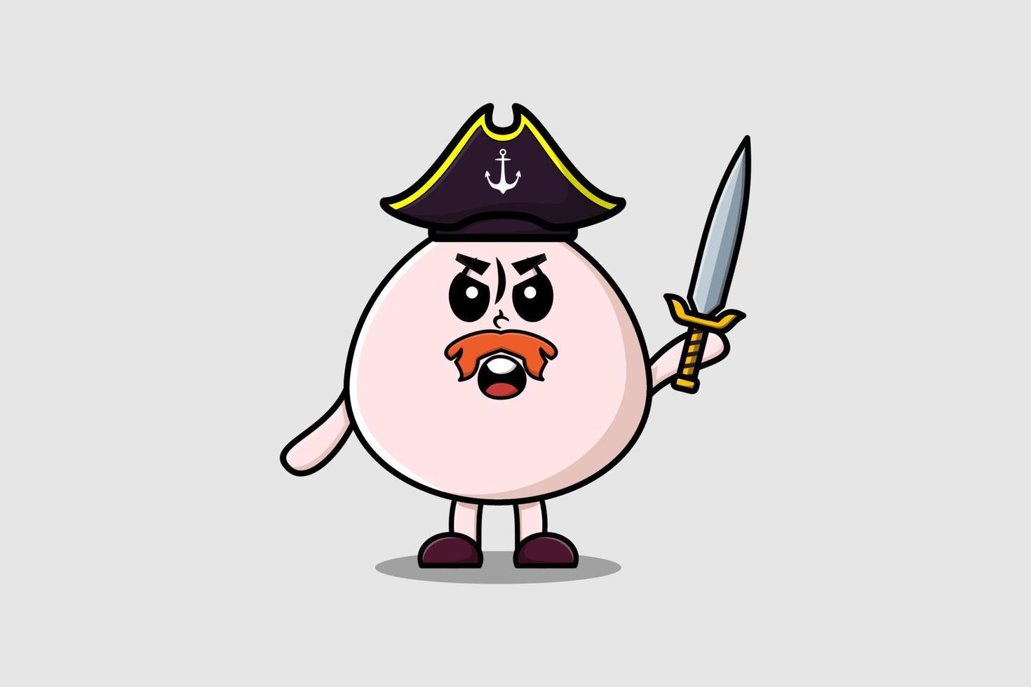 mignonne dessin animé mascotte faible somme pirate en portant épée vecteur