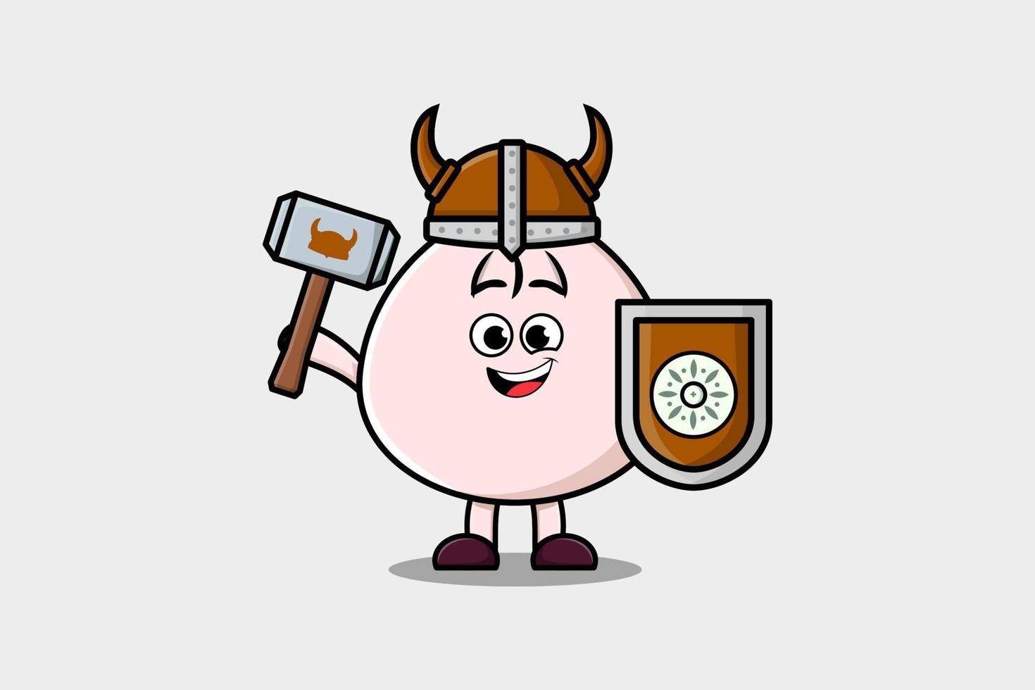 mignonne dessin animé faible somme viking pirate en portant marteau vecteur