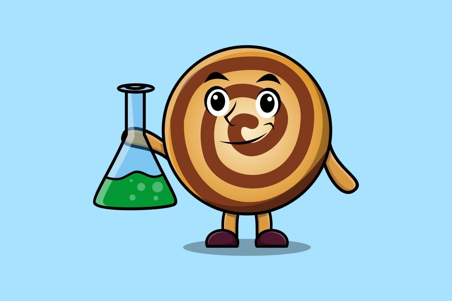 biscuits de personnage de mascotte de dessin animé mignon en tant que scientifique vecteur