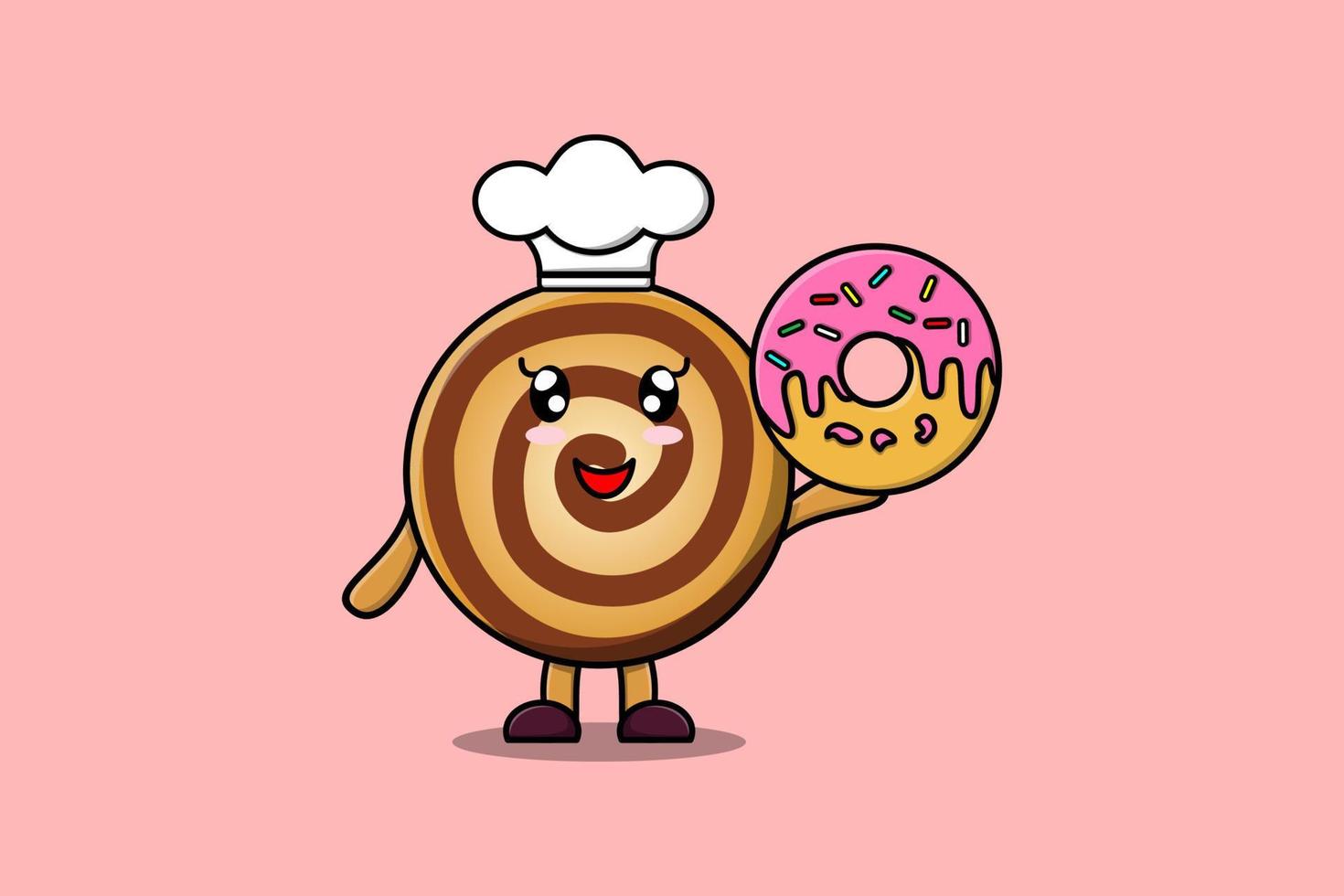 mignon dessin animé biscuits chef personnage beignets vecteur