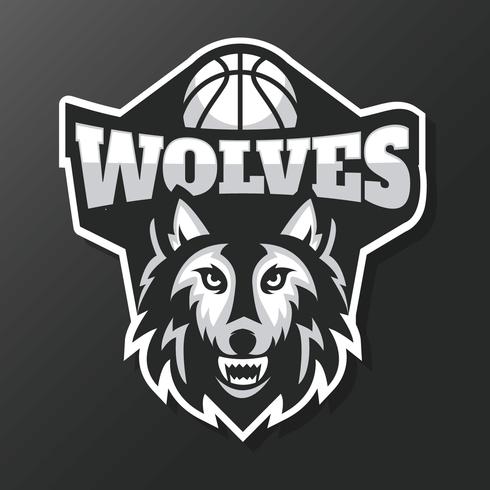 Vecteur de mascotte de basket-ball des loups