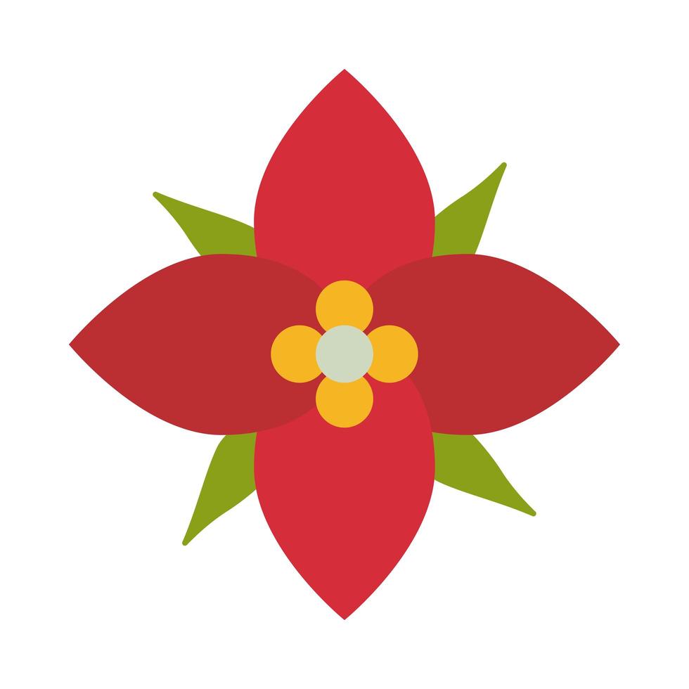icône de style plat décoration fleur joyeux noël vecteur