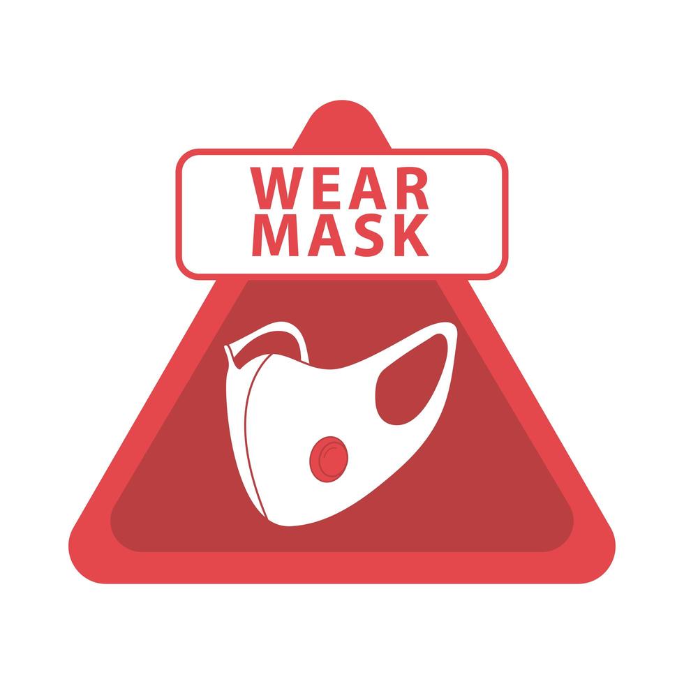 porter un masque triangle rouge étiquette vecteur