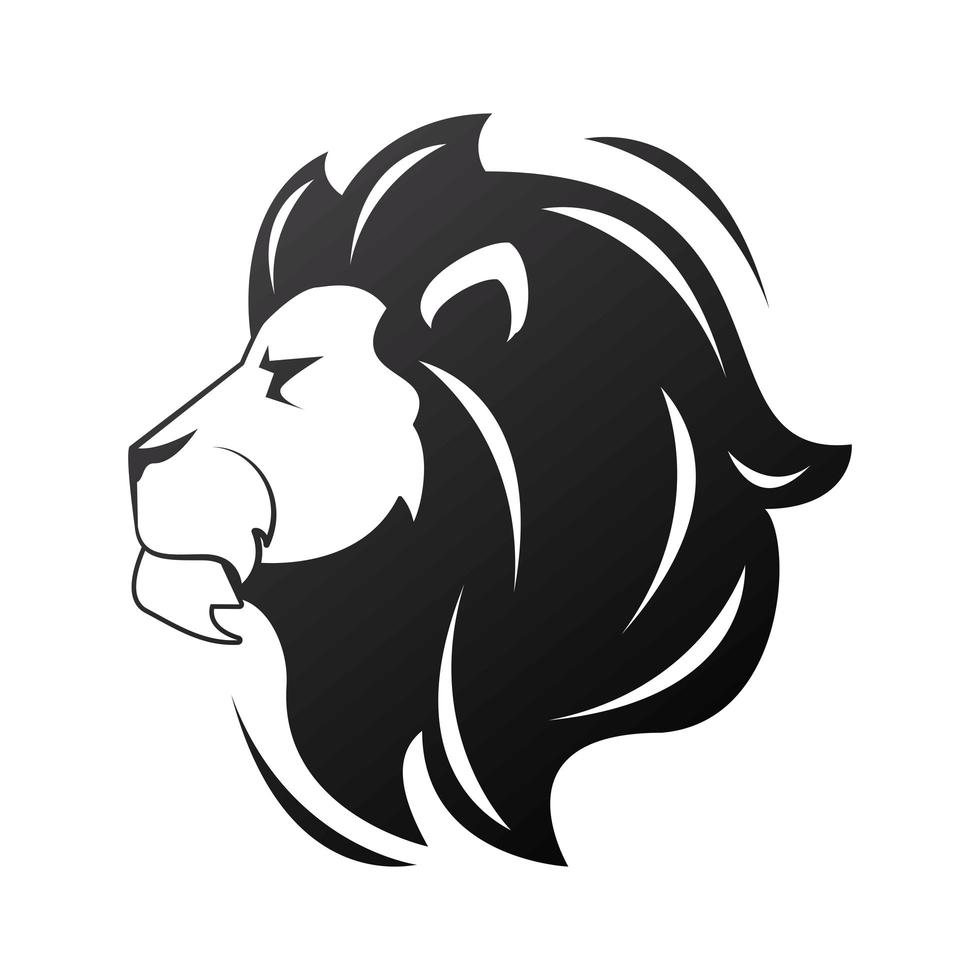 tête de lion de profil monochrome vecteur