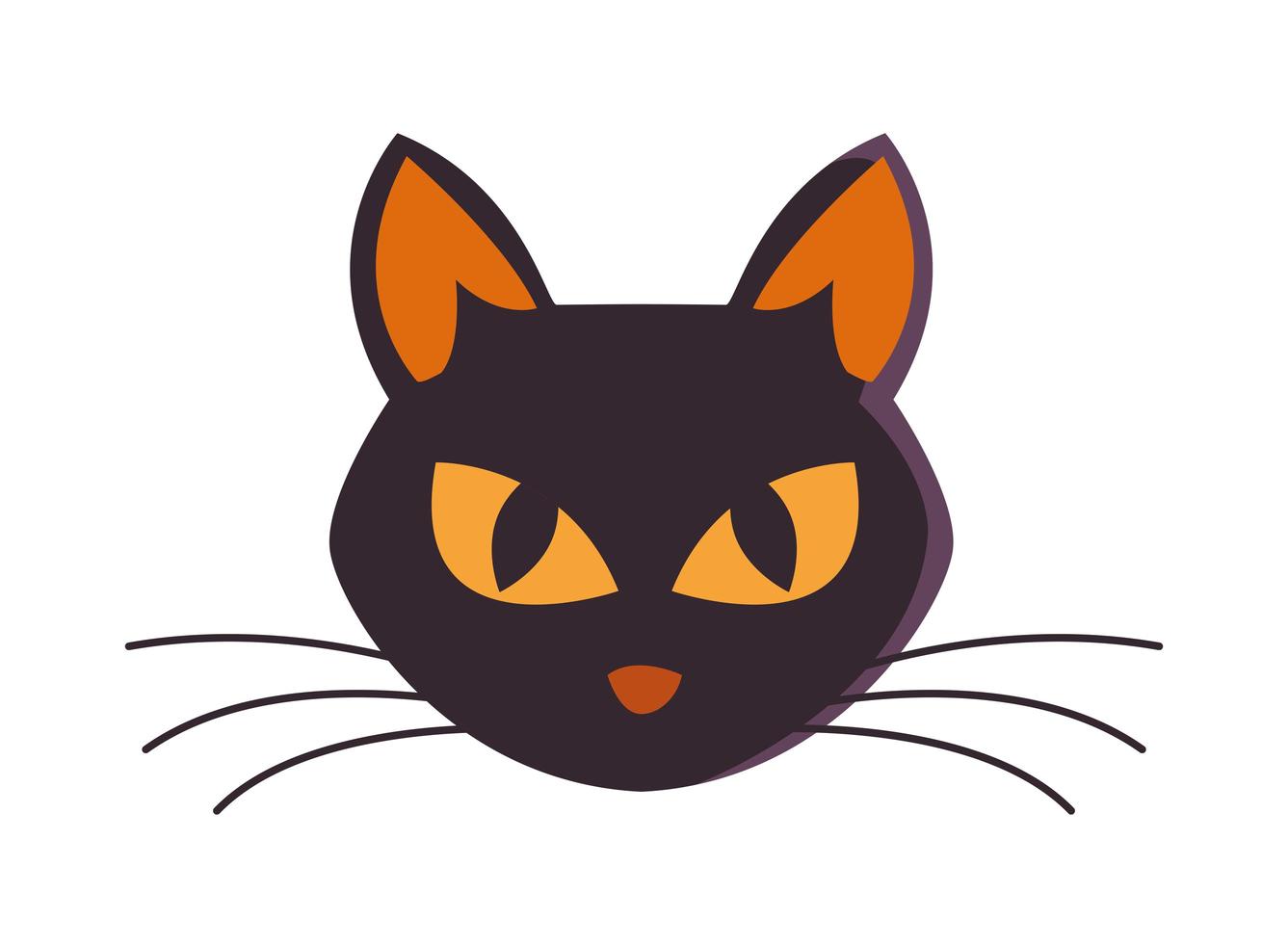 icône de tête noire de chat halloween vecteur