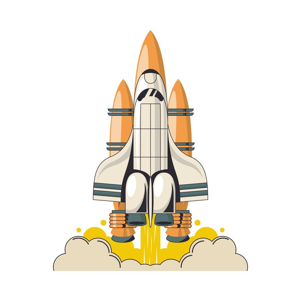 vaisseau spatial volant icône isolé vecteur