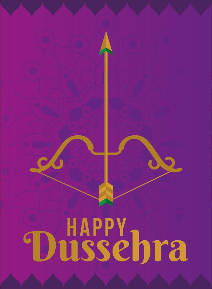 conception de dussehra heureux avec arc et flèche vecteur