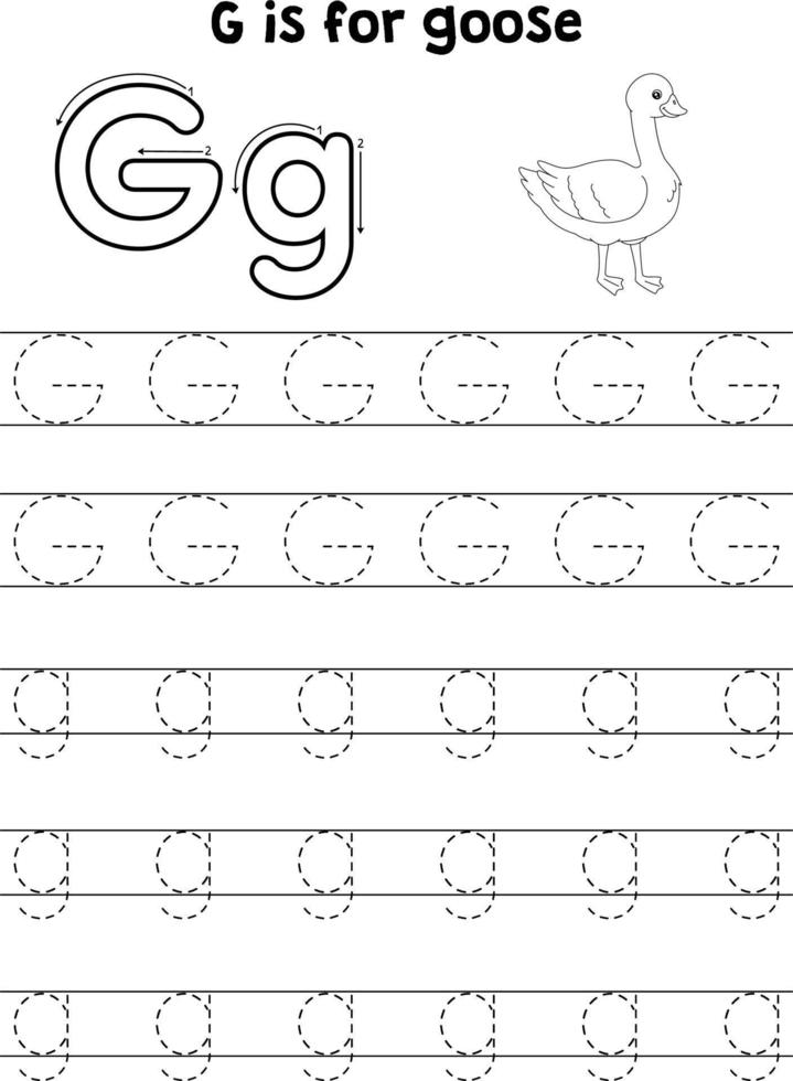 OIE animal tracé lettre abc coloration page g vecteur