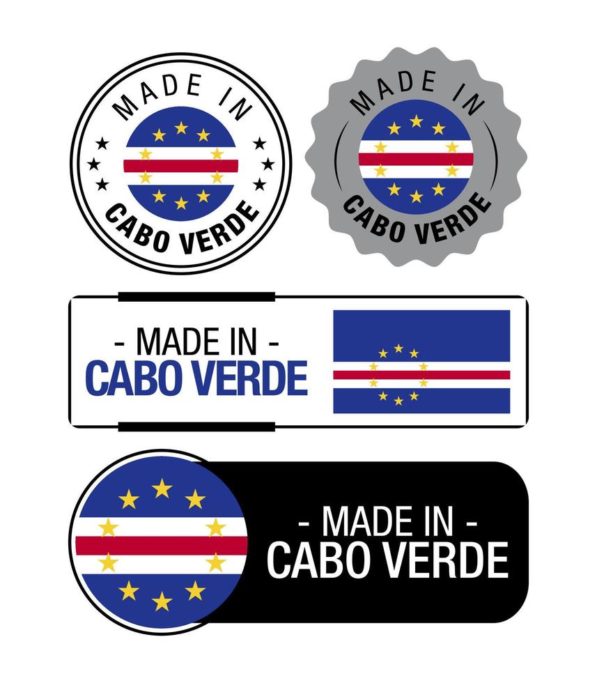 ensemble de fabriqué dans cabo verde Étiquettes, logo, cabo verde drapeau, cabo verde produit emblème vecteur