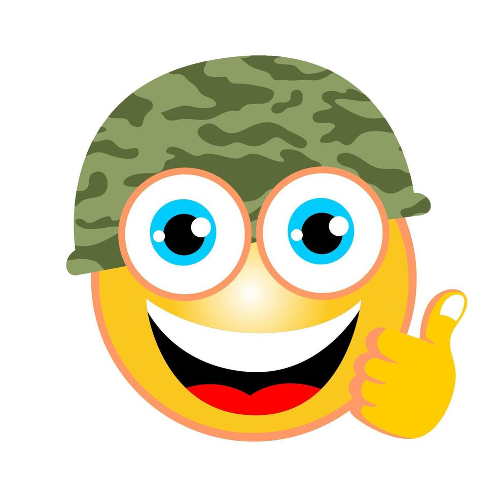 vecteur dessin animé de soldat emoji avec les pouces en haut