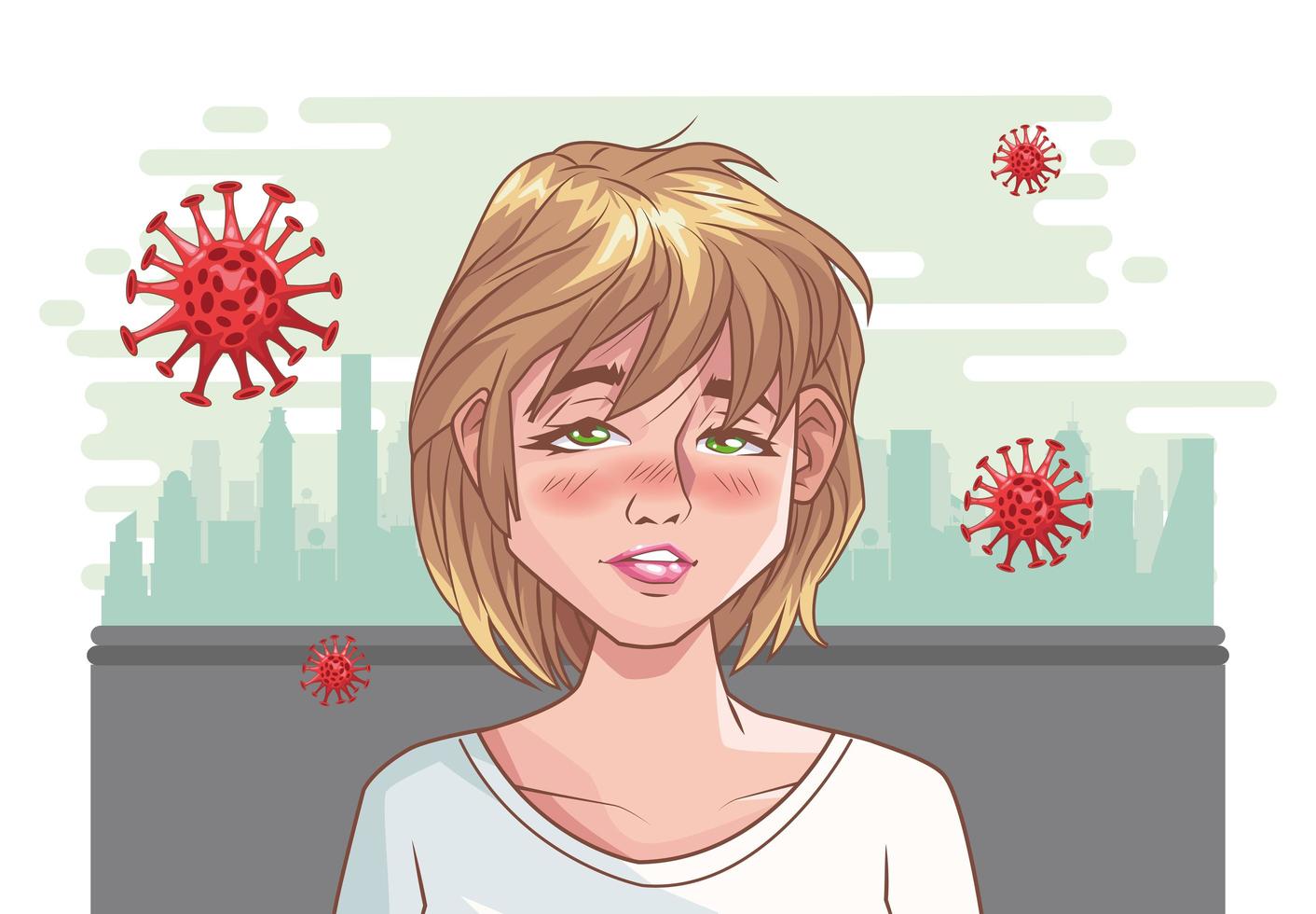 femme malade du coronavirus vecteur