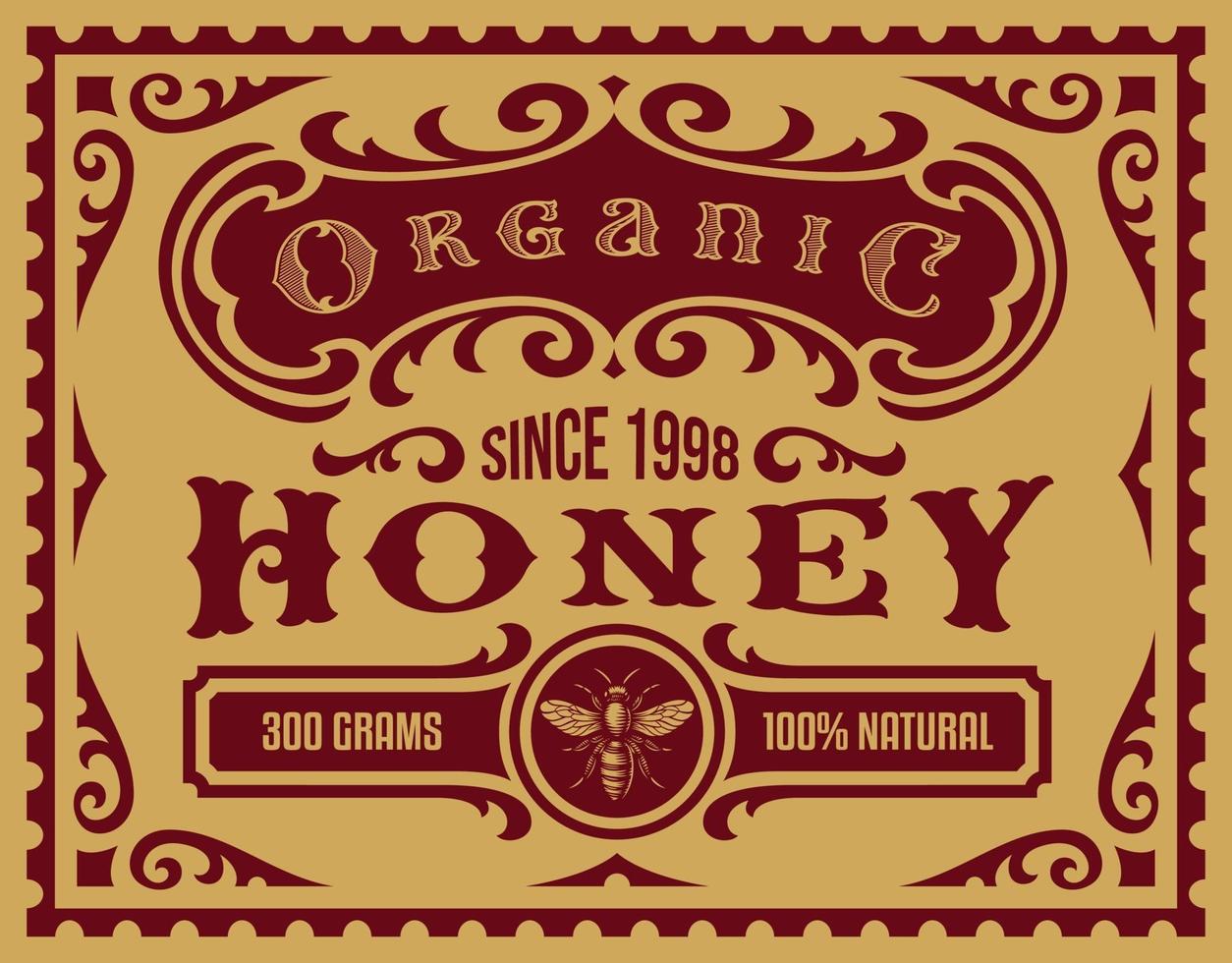 étiquette de miel vintage pour un paquet vecteur