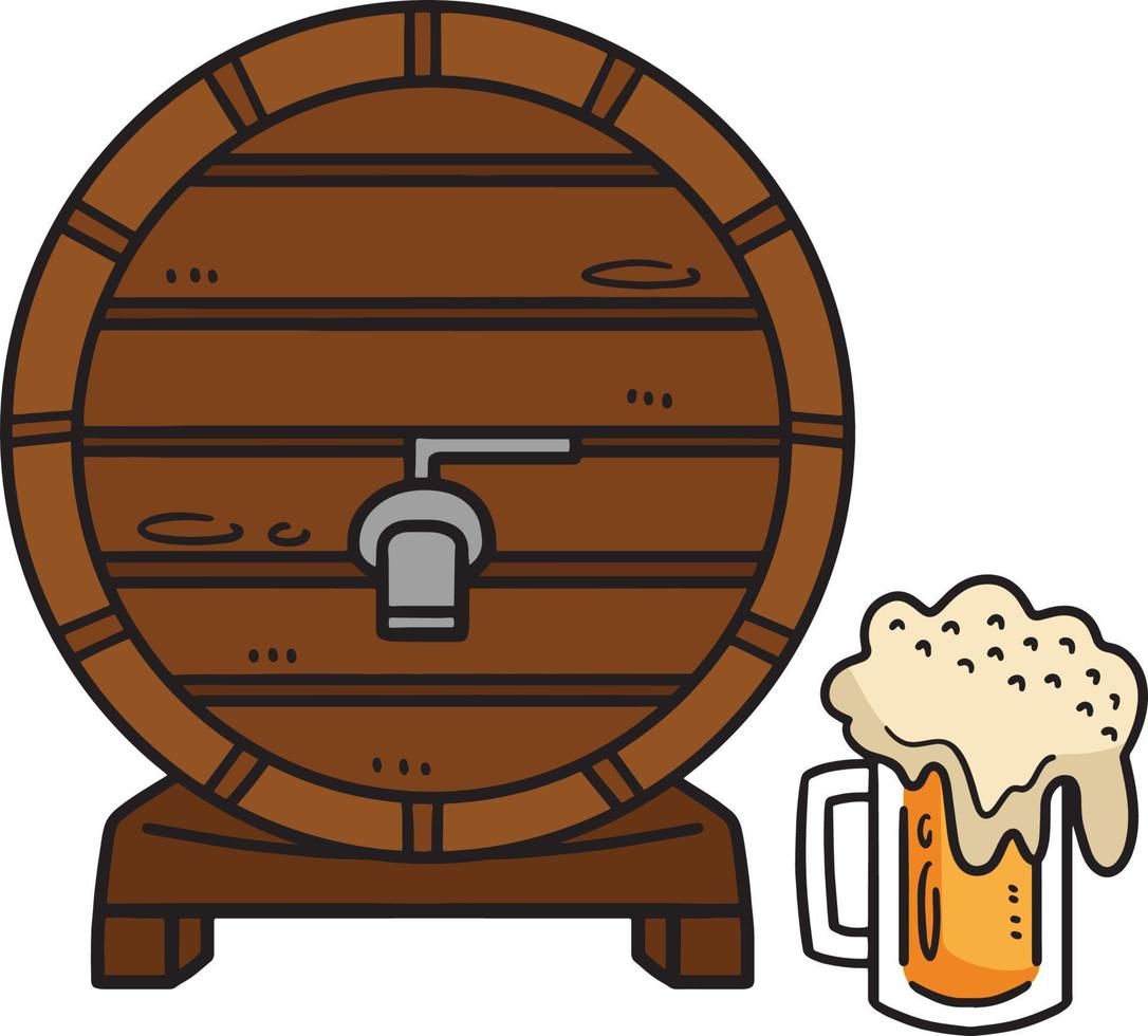 Bière baril dessin animé coloré clipart illustration vecteur