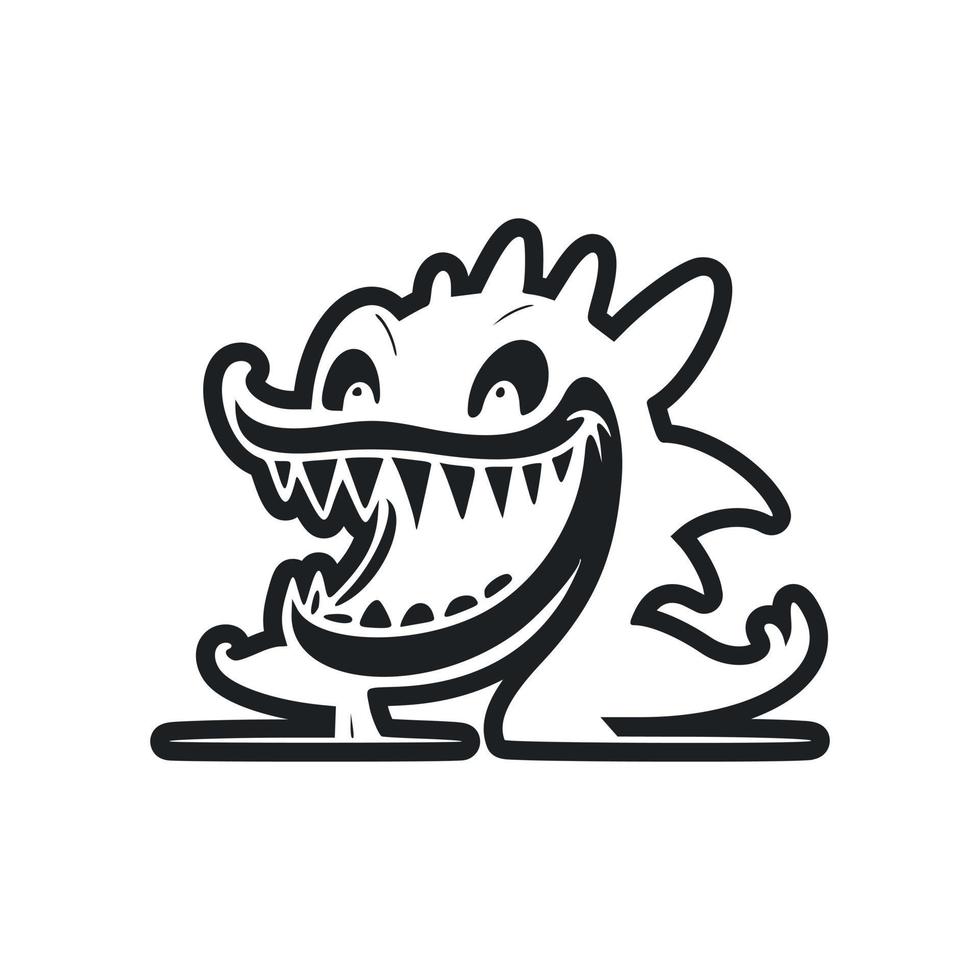 noir et blanc simple logo avec une charmant de bonne humeur crocodile. vecteur