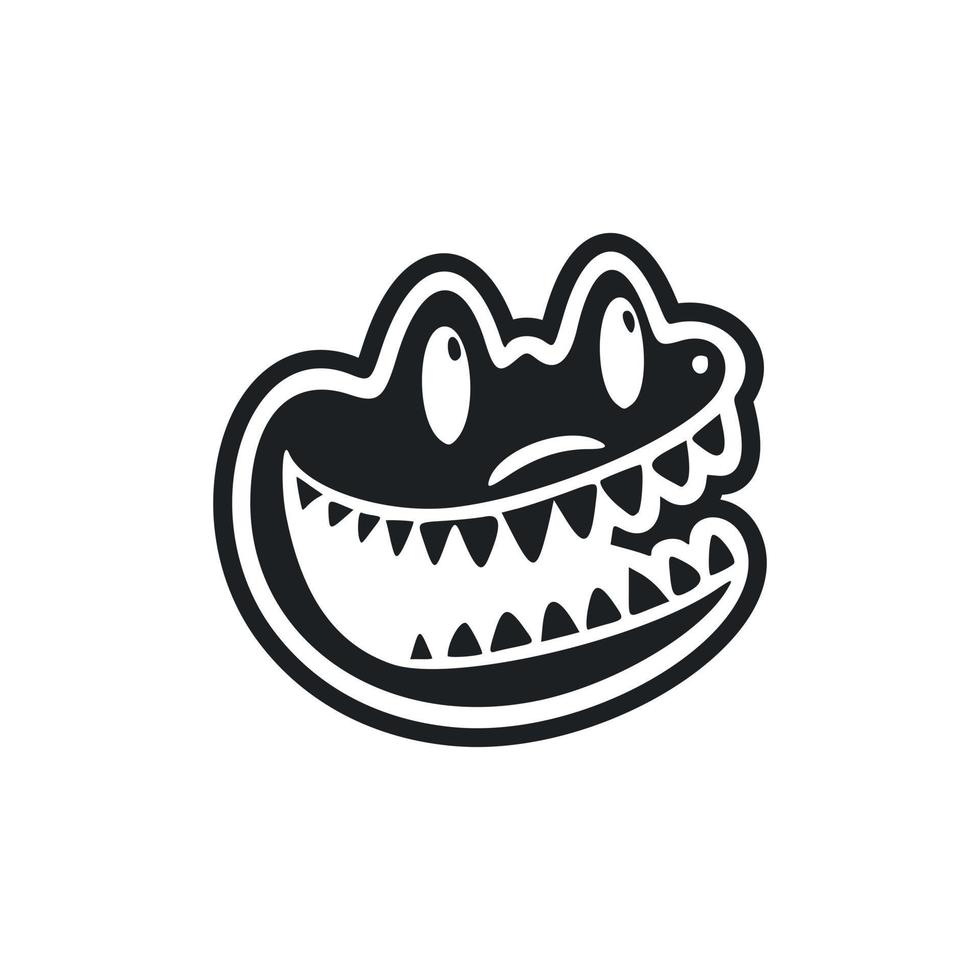 noir et blanc lumière logo avec une charmant de bonne humeur crocodile. vecteur