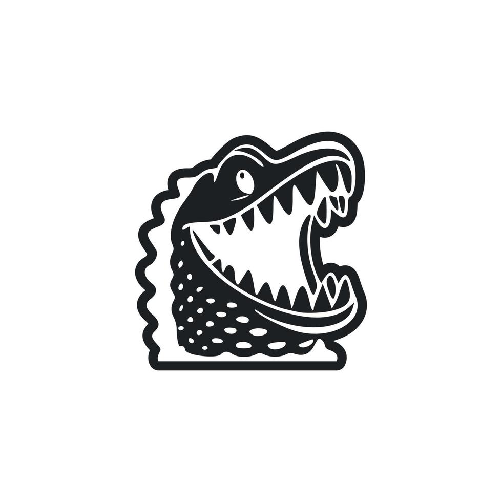 noir et blanc poids léger logo avec une mignonne de bonne humeur crocodile. vecteur