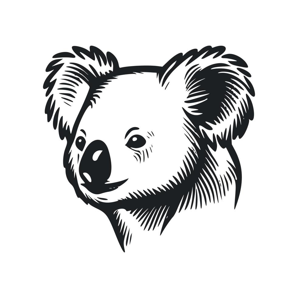 noir et blanc Facile logo avec attrayant koala vecteur