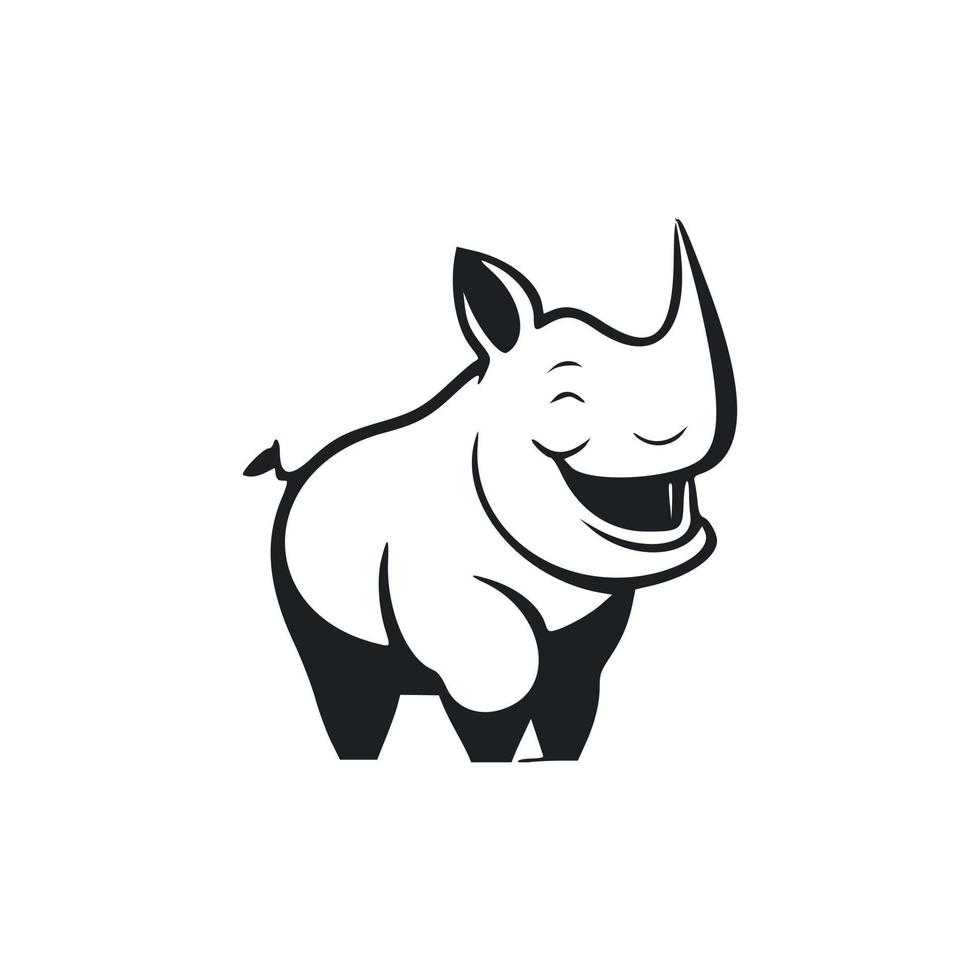 noir et blanc simple logo avec attrayant de bonne humeur hippopotame. vecteur