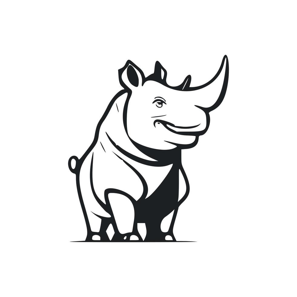 noir et blanc un simple logo avec un esthétique de bonne humeur hippopotame. vecteur