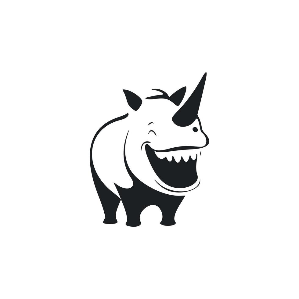 noir et blanc de base logo avec une agréable de bonne humeur hippopotame. vecteur