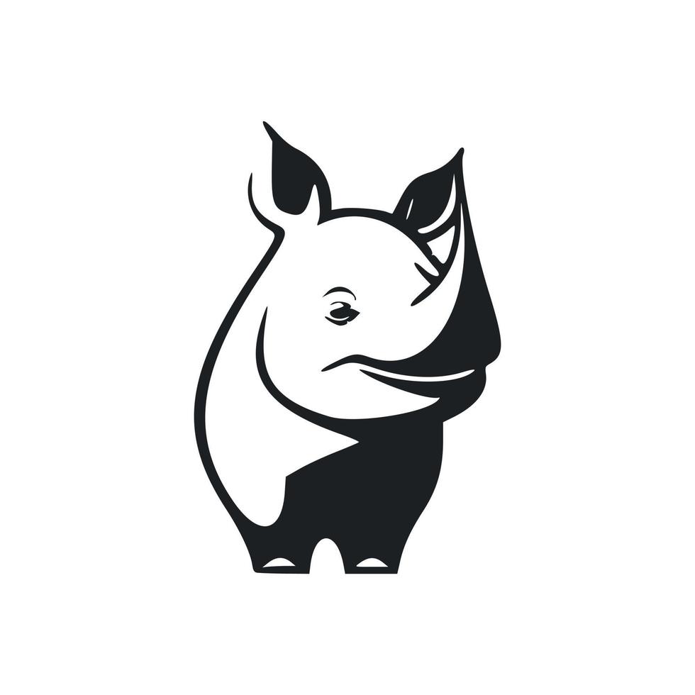 noir et blanc de base logo avec attrayant de bonne humeur hippopotame. vecteur