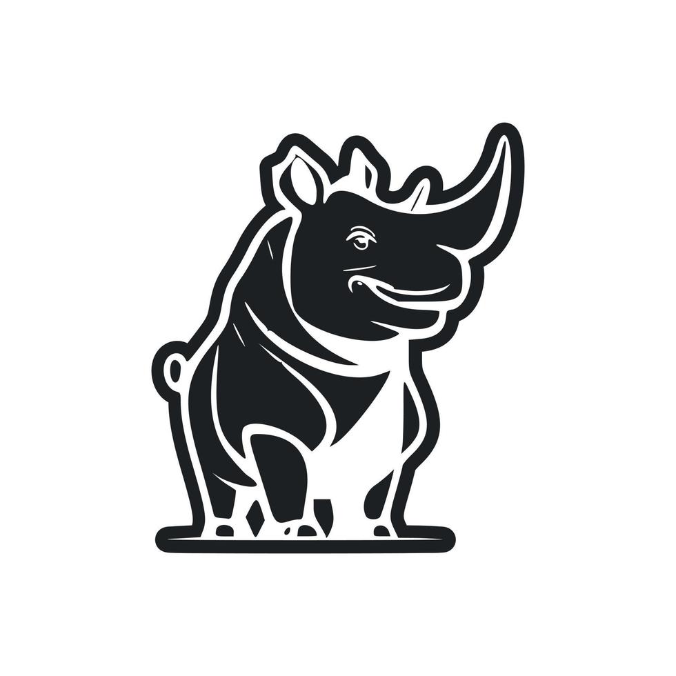 noir et blanc lumière logo avec une charmant de bonne humeur hippopotame. vecteur