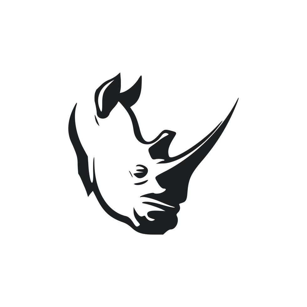 noir et blanc de base logo avec un attrayant rhinocéros vecteur