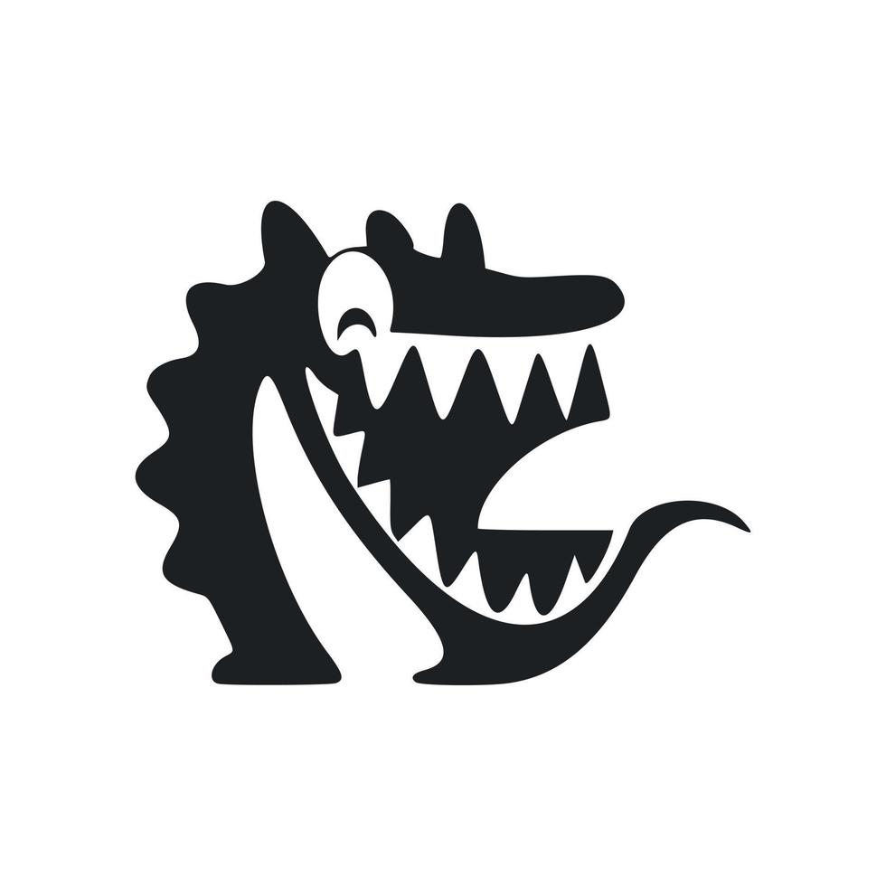 noir et blanc Facile logo avec un esthétique de bonne humeur crocodile. vecteur