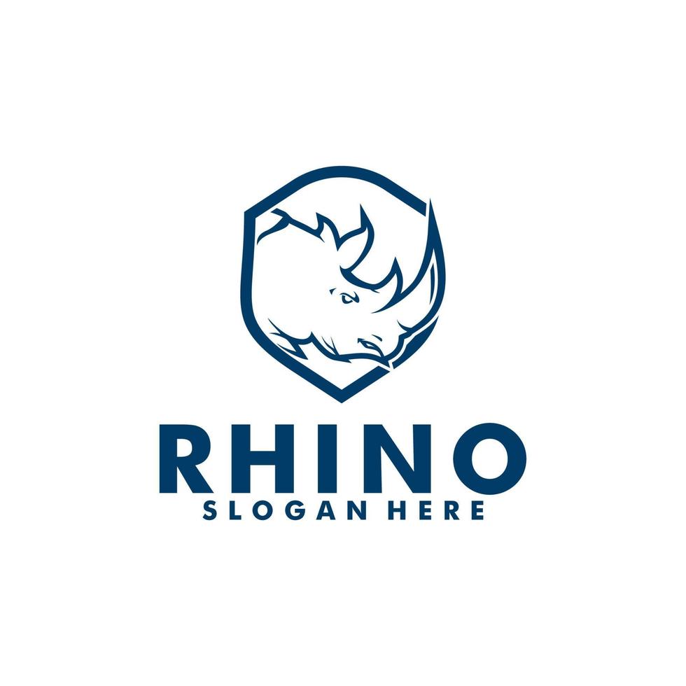 plat conception rhinocéros tête logo vecteur