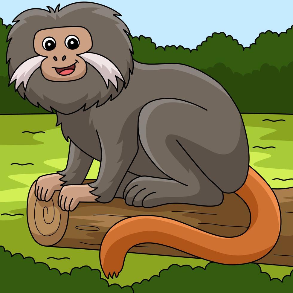 tamarin animal coloré dessin animé illustration vecteur