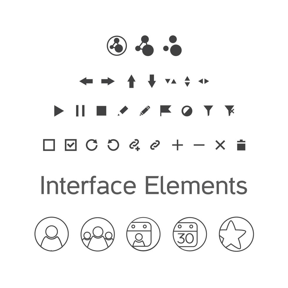 ensemble de vecteurs d'éléments d'interface, icônes de kit ui vecteur