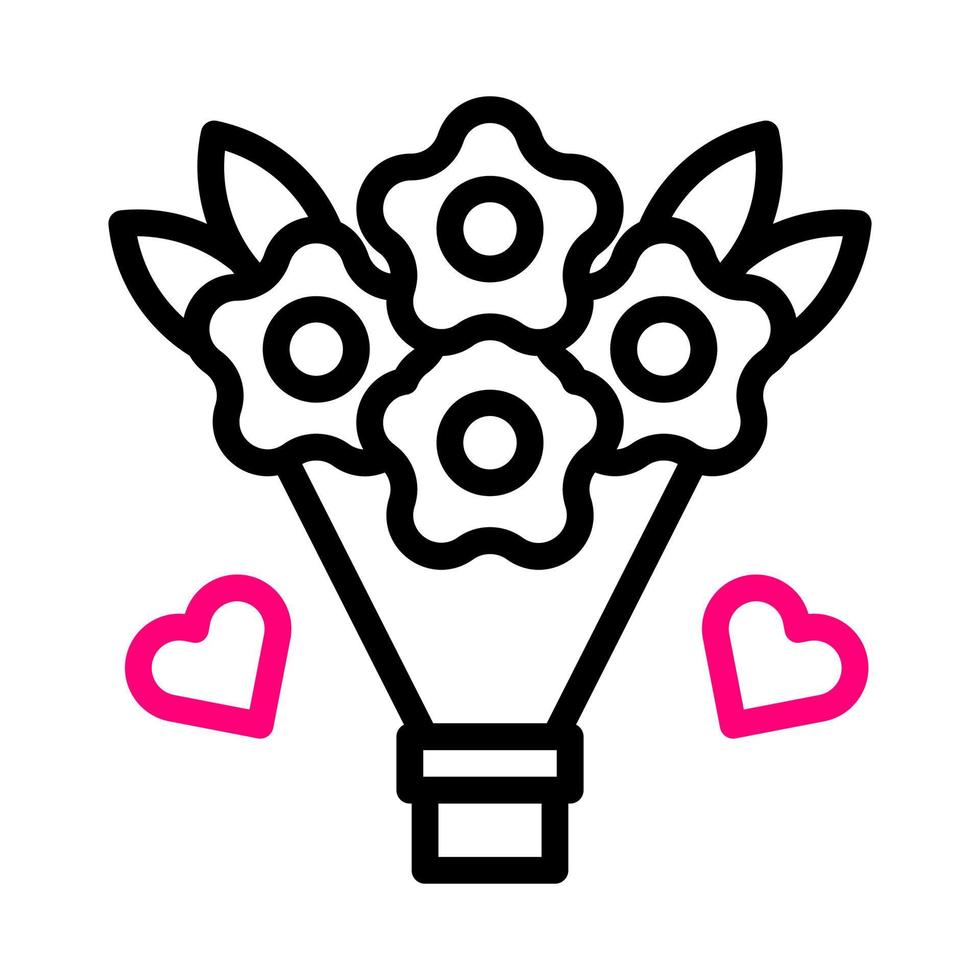bouquet icône bicolore rose style Valentin illustration vecteur élément et symbole parfait.