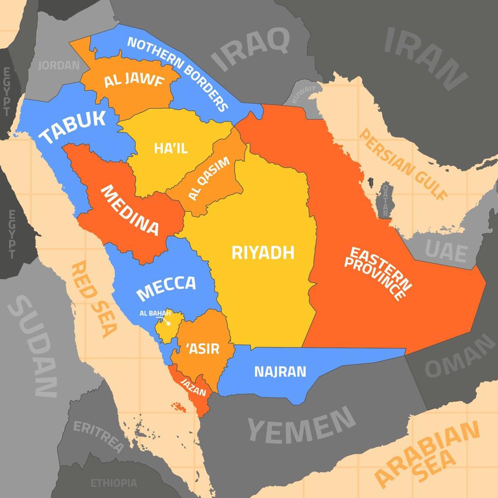 saoudien Saoudite carte avec les frontières vecteur