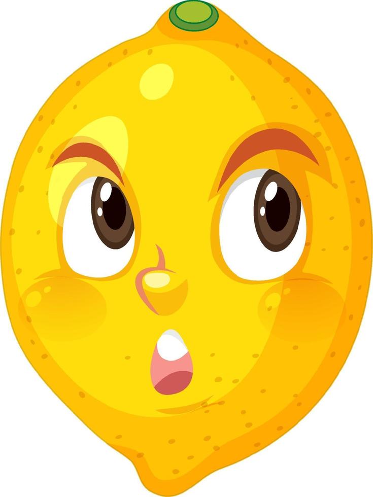 Personnage de dessin animé de citron avec une expression de visage réfléchie sur fond blanc vecteur