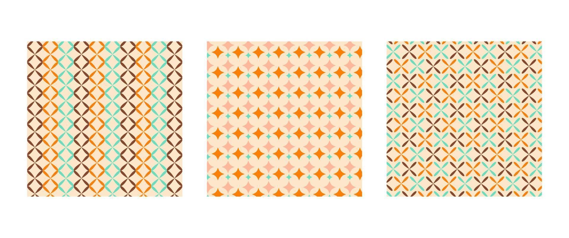 milieu siècle moderne motifs ensemble. géométrique coloré arrière-plans pour literie, nappe de table, toile cirée ou autre textile conception dans rétro style vecteur