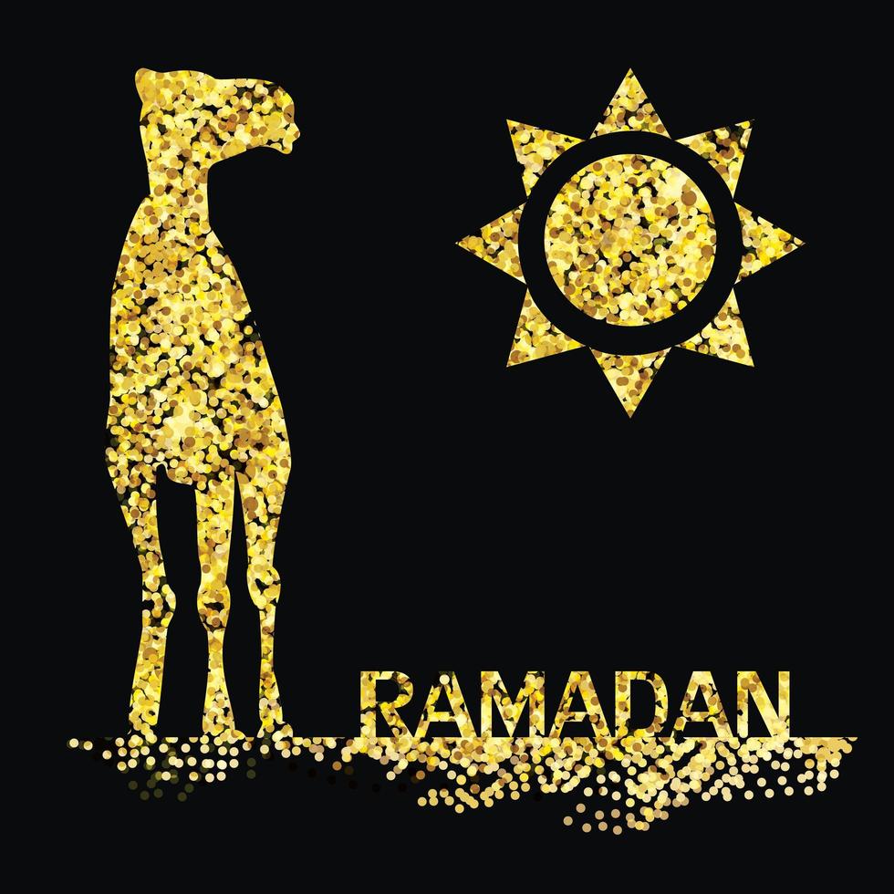 voeux d'or ramadan avec chameau vecteur