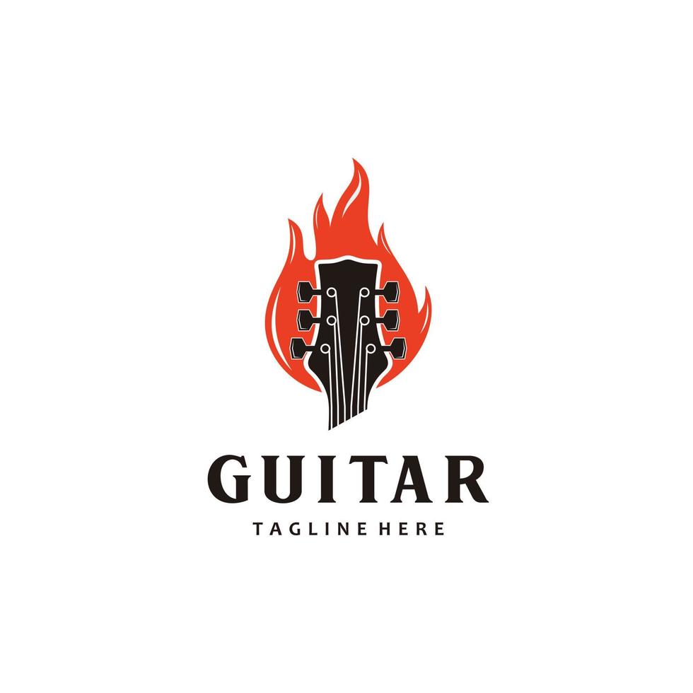 Feu flamme guitare logo conception inspiration vecteur