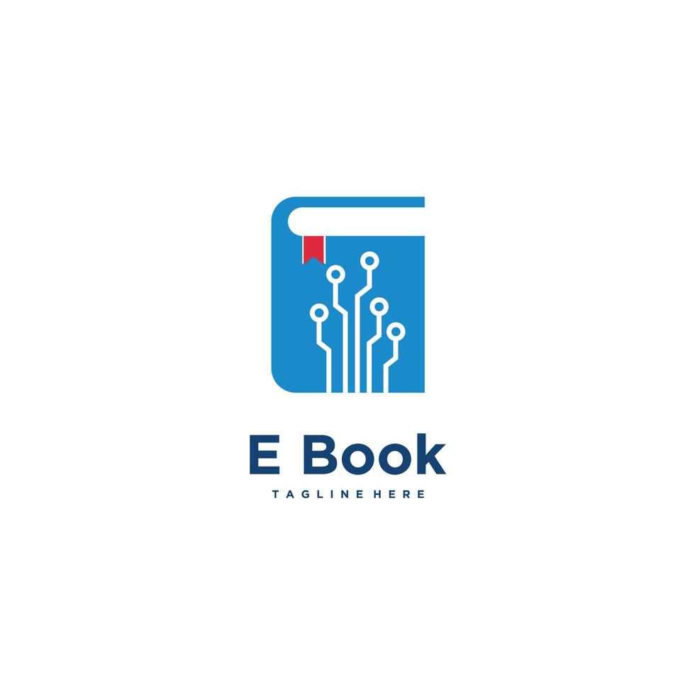 e livre librairie logo conception technologie et livre combinaison vecteur