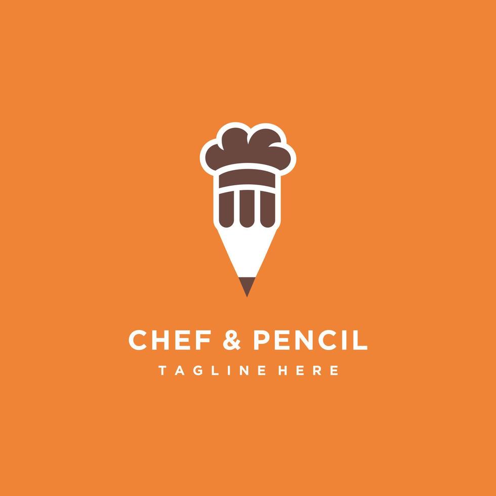 chef chapeau et crayon combinaison, pour café, nourriture écrivain Blog restaurant recettes logo conception icône vecteur