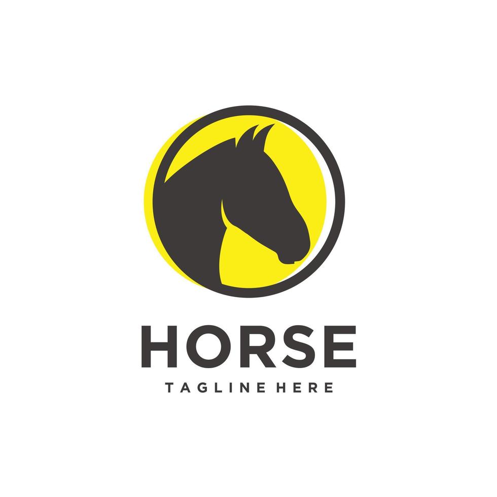 cheval tête cercle minimaliste logo conception vecteur icône illustration