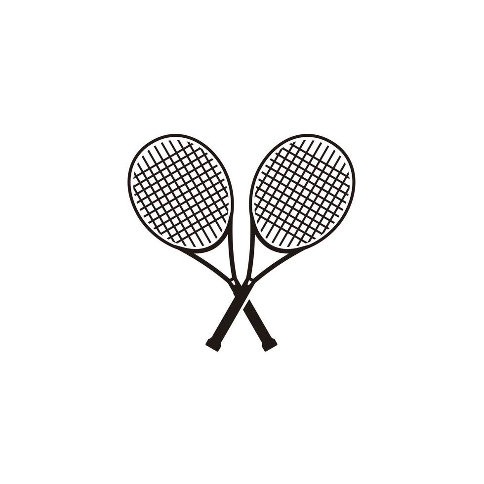 icône de conception de logo minimaliste de tennis. raquettes de tennis noires croisées avec une balle vecteur