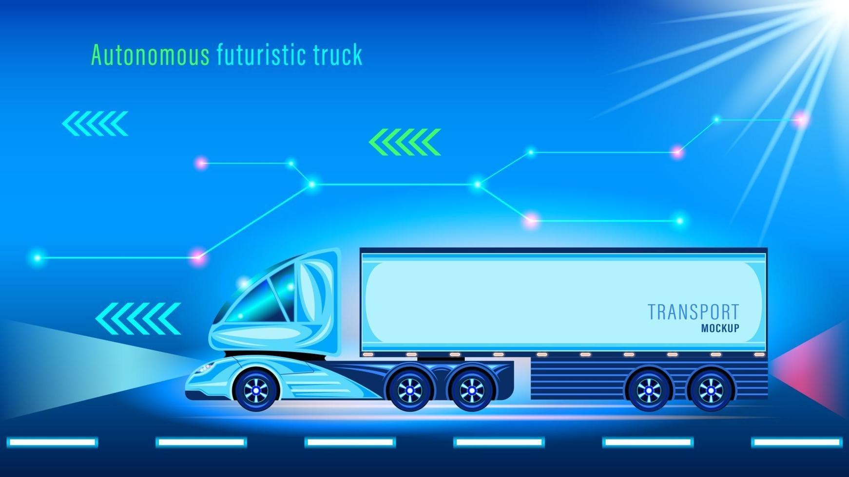 camion futuriste intelligent autonome. véhicule sans pilote vecteur