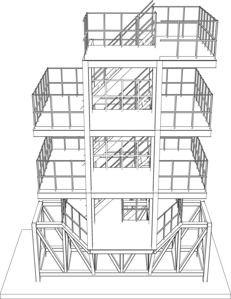 3d illustration de industriel bâtiment vecteur