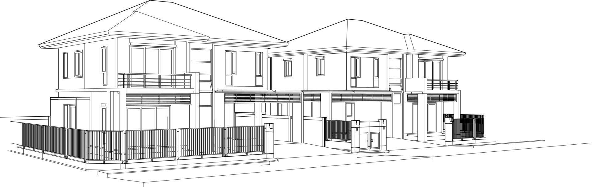 3d illustration de Résidentiel projet vecteur