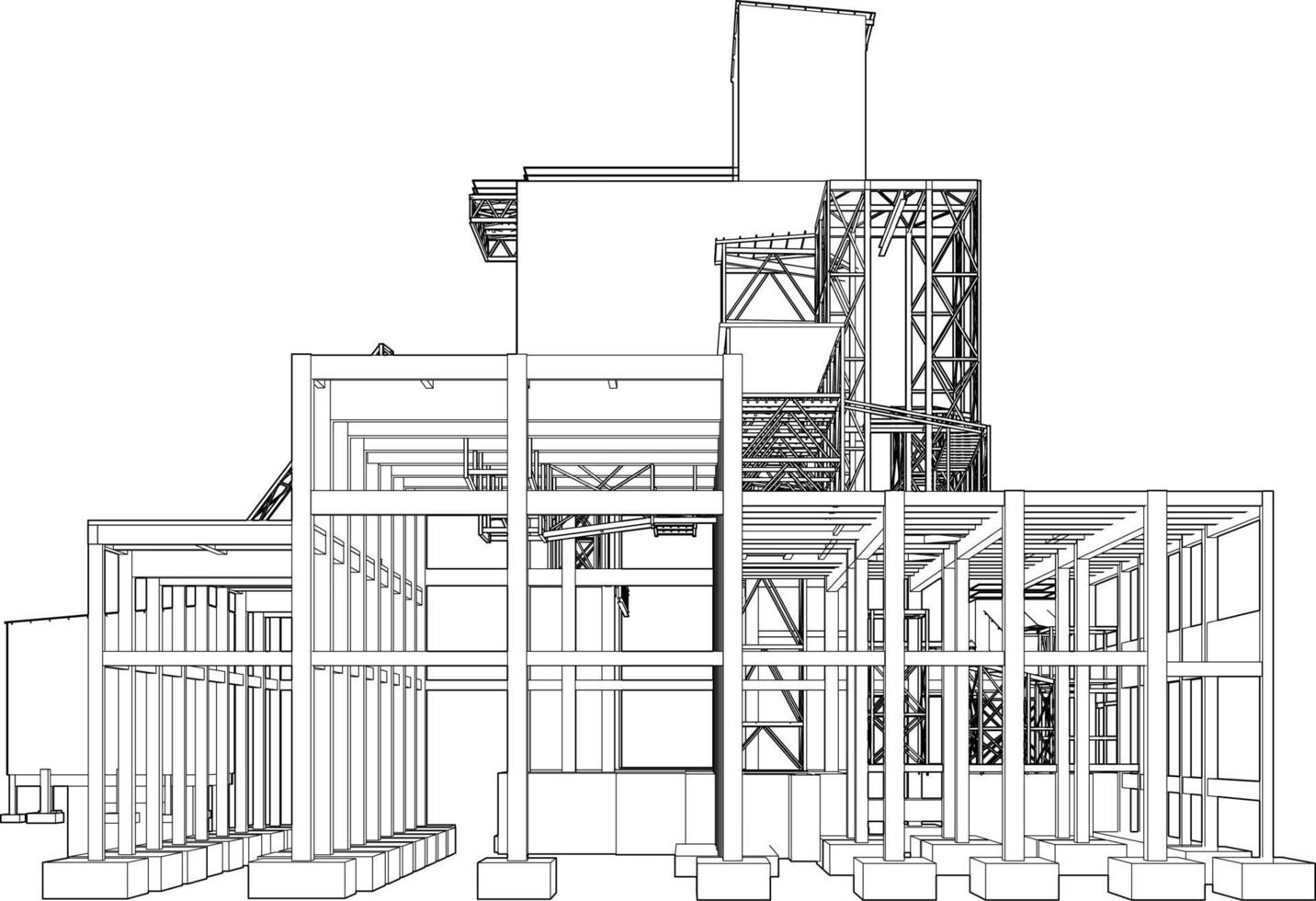 3d illustration de industriel bâtiment vecteur