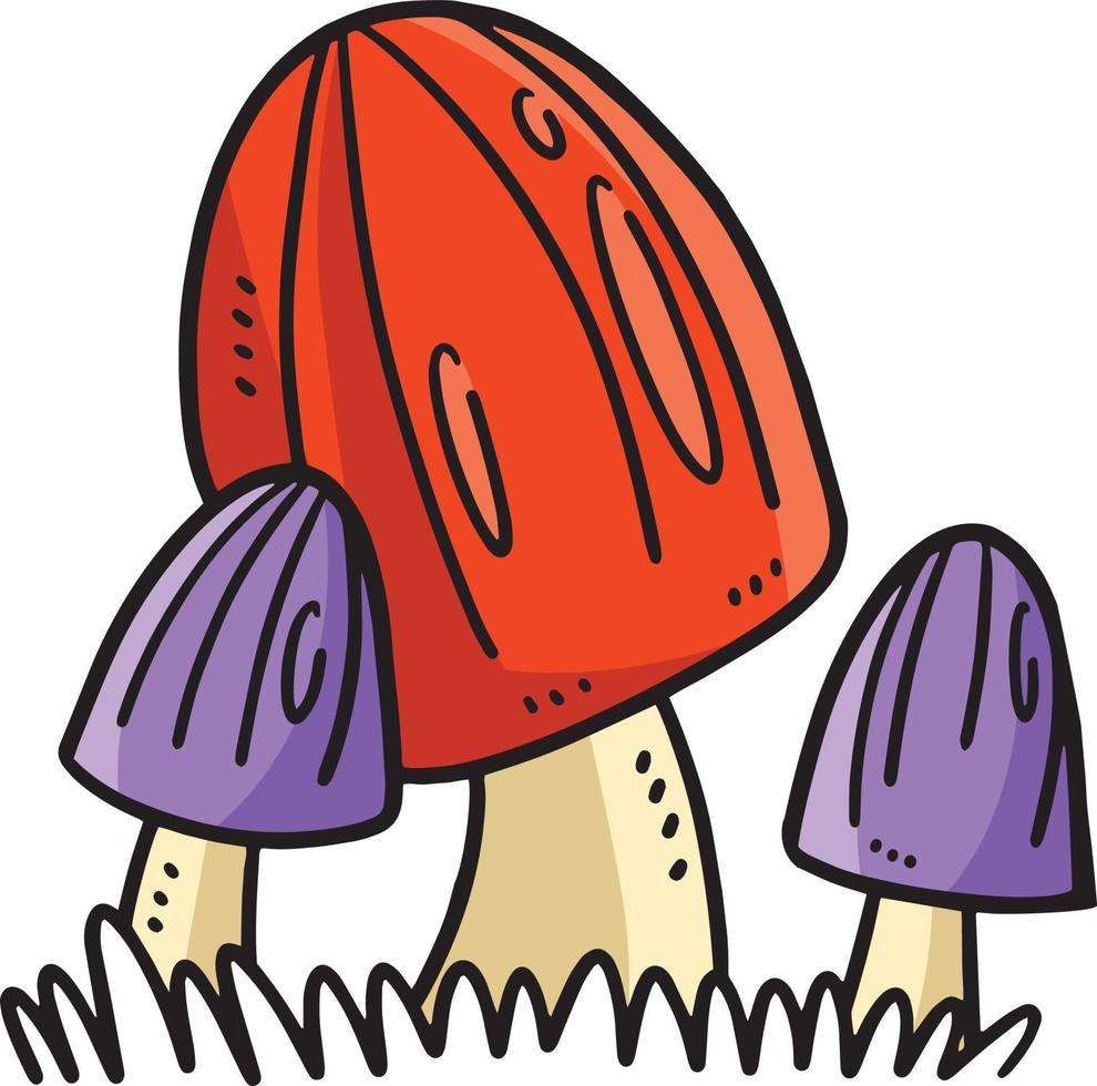 printemps champignon dessin animé coloré clipart vecteur