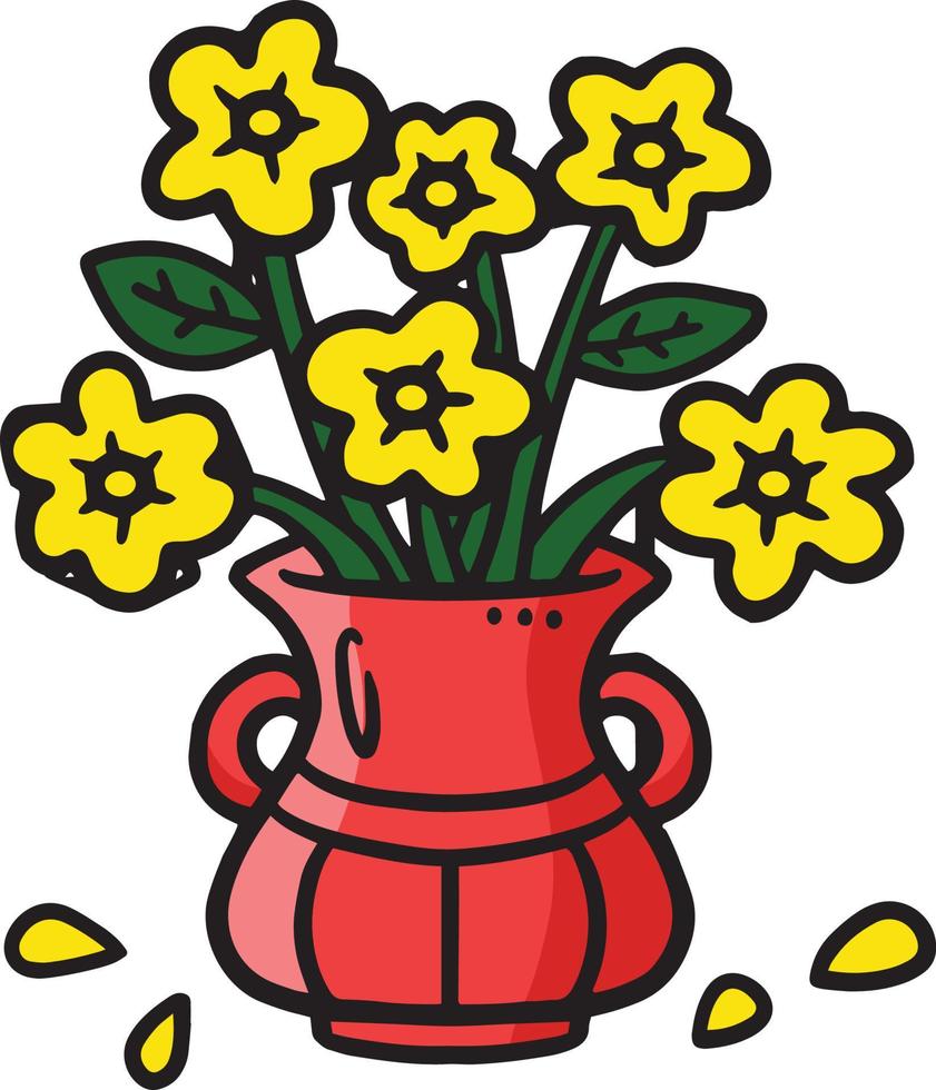 fleur vase dessin animé coloré clipart illustration vecteur