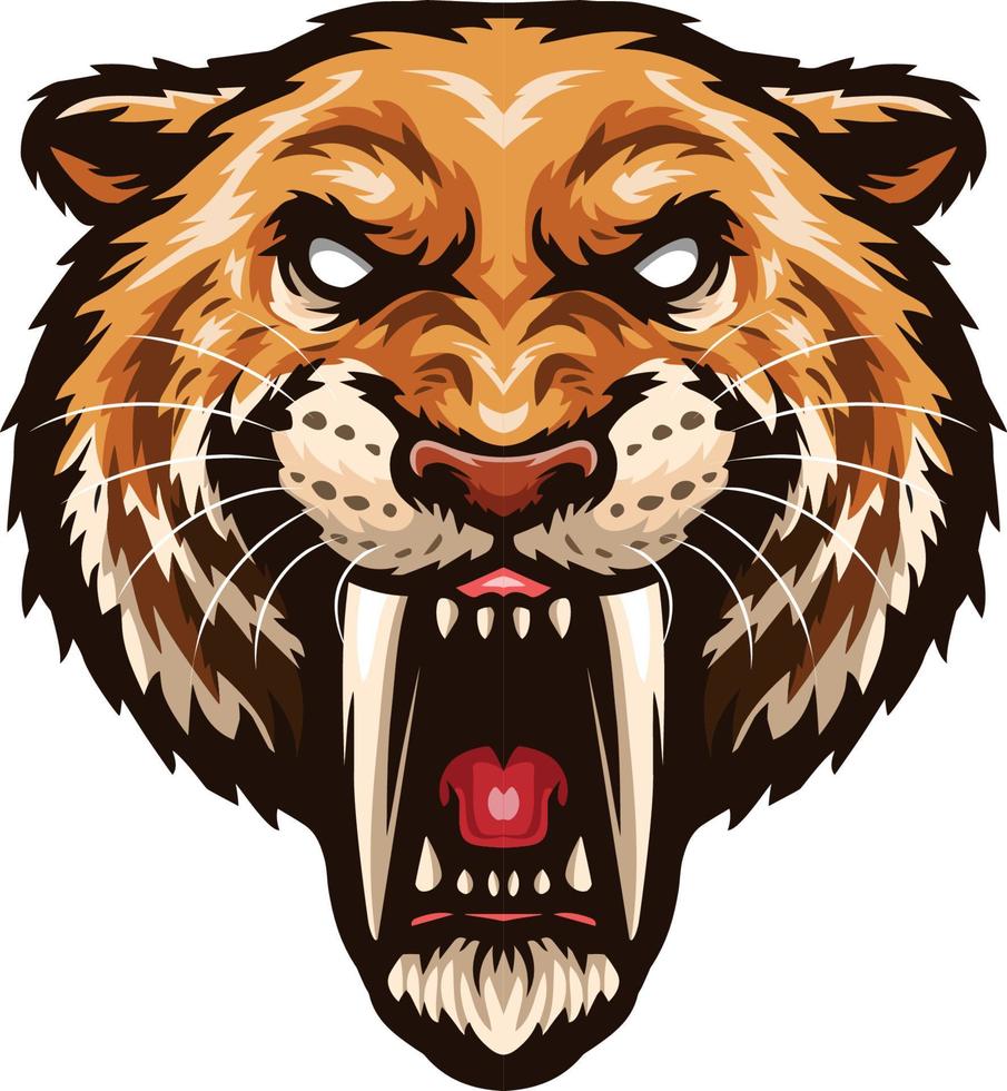 dessin animé en colère tigre tête mascotte vecteur